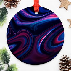 Purple Blue Swirl Abstract Round Ornament (two Sides) by Jancukart