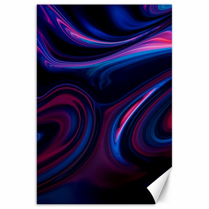 Purple Blue Swirl Abstract Canvas 20  x 30 