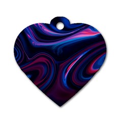 Purple Blue Swirl Abstract Dog Tag Heart (two Sides)