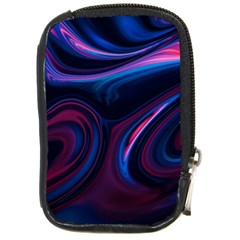 Purple Blue Swirl Abstract Compact Camera Leather Case