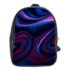 Purple Blue Swirl Abstract School Bag (large) by Jancukart