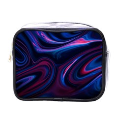 Purple Blue Swirl Abstract Mini Toiletries Bag (one Side)