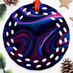 Purple Blue Swirl Abstract Ornament (round Filigree)