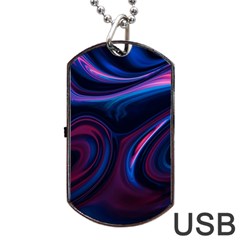 Purple Blue Swirl Abstract Dog Tag Usb Flash (one Side) by Jancukart