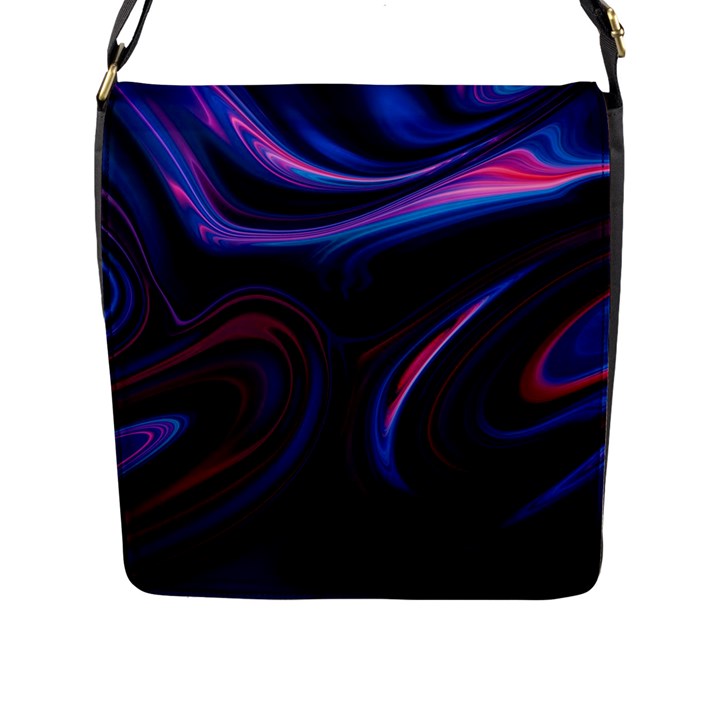 Purple Blue Swirl Abstract Flap Closure Messenger Bag (L)