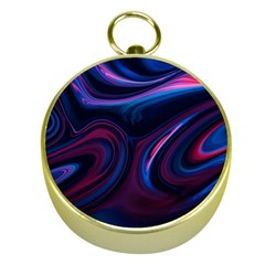 Purple Blue Swirl Abstract Gold Compasses