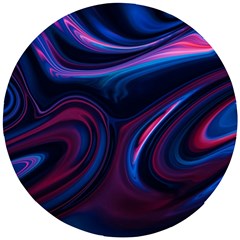 Purple Blue Swirl Abstract Wooden Puzzle Round