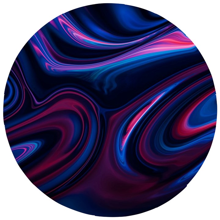 Purple Blue Swirl Abstract Wooden Puzzle Round