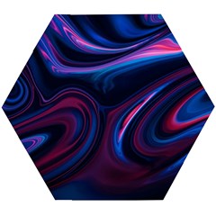 Purple Blue Swirl Abstract Wooden Puzzle Hexagon