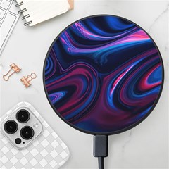 Purple Blue Swirl Abstract Wireless Fast Charger(black) by Jancukart