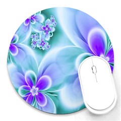 Abstract Flowers Flower Abstract Round Mousepad by Jancukart