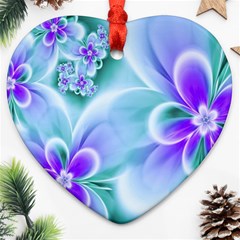 Abstract Flowers Flower Abstract Heart Ornament (two Sides)