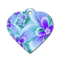 Abstract Flowers Flower Abstract Dog Tag Heart (one Side)