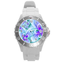 Abstract Flowers Flower Abstract Round Plastic Sport Watch (l)