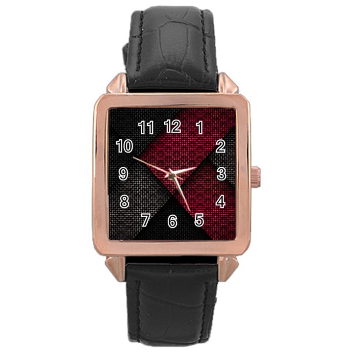 Red Black Abstract Pride Abstract Digital Art Rose Gold Leather Watch 