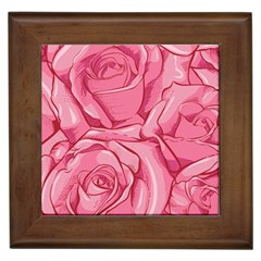 Pink Roses Pattern Floral Patterns Framed Tile by Jancukart