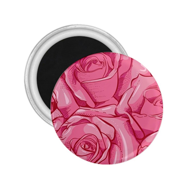 Pink Roses Pattern Floral Patterns 2.25  Magnets