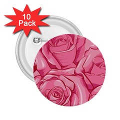 Pink Roses Pattern Floral Patterns 2 25  Buttons (10 Pack) 