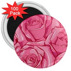 Pink Roses Pattern Floral Patterns 3  Magnets (100 Pack)