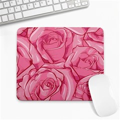 Pink Roses Pattern Floral Patterns Large Mousepad by Jancukart