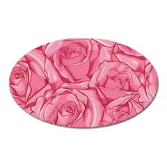 Pink Roses Pattern Floral Patterns Oval Magnet