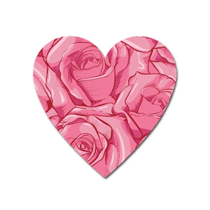 Pink Roses Pattern Floral Patterns Heart Magnet