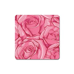 Pink Roses Pattern Floral Patterns Square Magnet