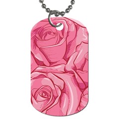 Pink Roses Pattern Floral Patterns Dog Tag (one Side) by Jancukart