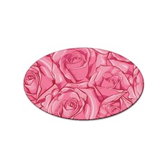 Pink Roses Pattern Floral Patterns Sticker Oval (10 Pack)