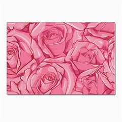 Pink Roses Pattern Floral Patterns Postcards 5  X 7  (pkg Of 10) by Jancukart