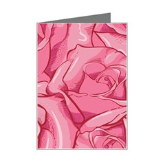 Pink Roses Pattern Floral Patterns Mini Greeting Card