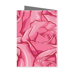 Pink Roses Pattern Floral Patterns Mini Greeting Cards (pkg Of 8)