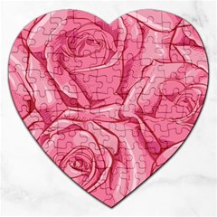 Pink Roses Pattern Floral Patterns Jigsaw Puzzle (heart) by Jancukart