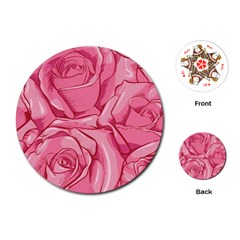 Pink Roses Pattern Floral Patterns Playing Cards Single Design (round)