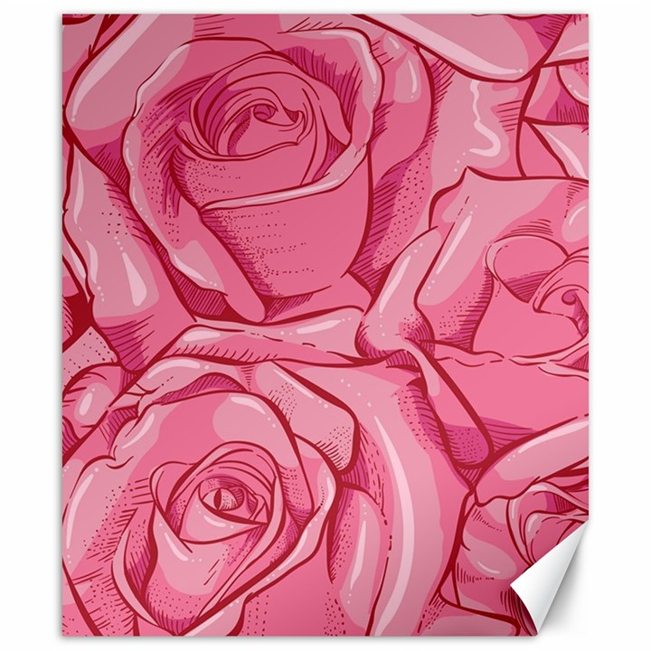 Pink Roses Pattern Floral Patterns Canvas 20  x 24 