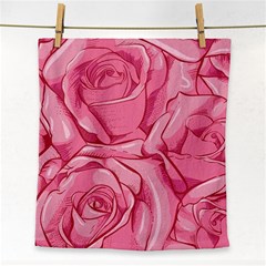 Pink Roses Pattern Floral Patterns Face Towel by Jancukart