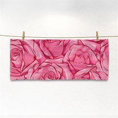 Pink Roses Pattern Floral Patterns Hand Towel by Jancukart