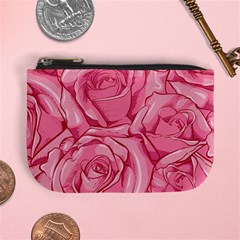 Pink Roses Pattern Floral Patterns Mini Coin Purse by Jancukart