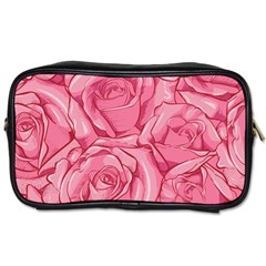 Pink Roses Pattern Floral Patterns Toiletries Bag (two Sides) by Jancukart