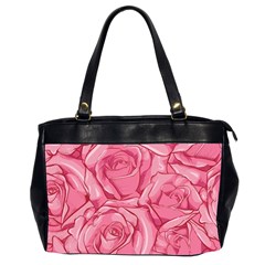 Pink Roses Pattern Floral Patterns Oversize Office Handbag (2 Sides)