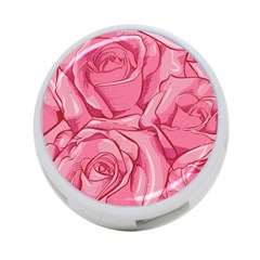 Pink Roses Pattern Floral Patterns 4-port Usb Hub (two Sides)