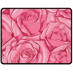 Pink Roses Pattern Floral Patterns Fleece Blanket (medium)