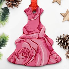 Pink Roses Pattern Floral Patterns Christmas Tree Ornament (two Sides)