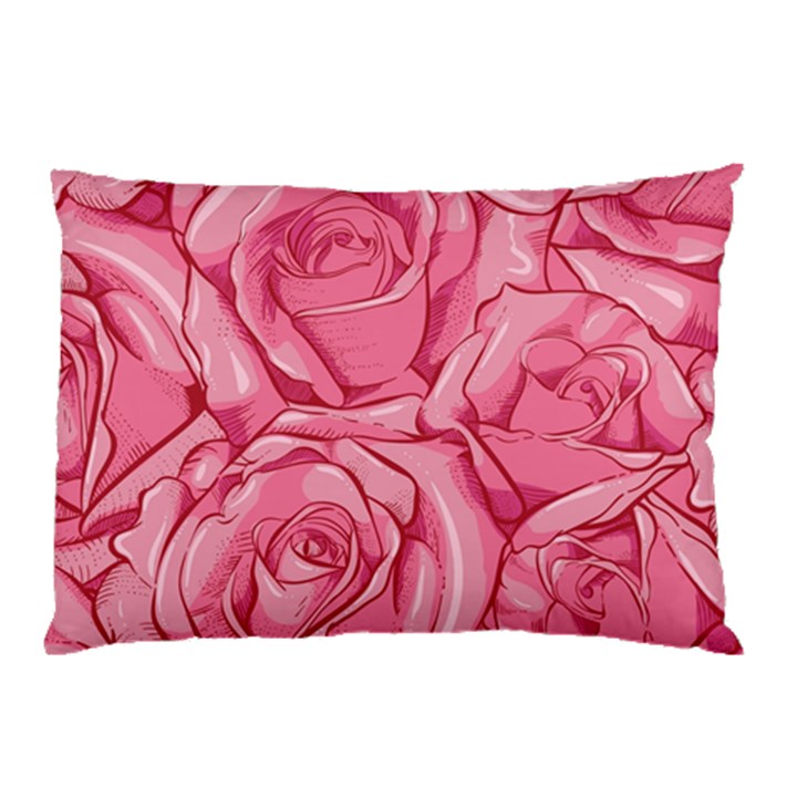 Pink Roses Pattern Floral Patterns Pillow Case (Two Sides)