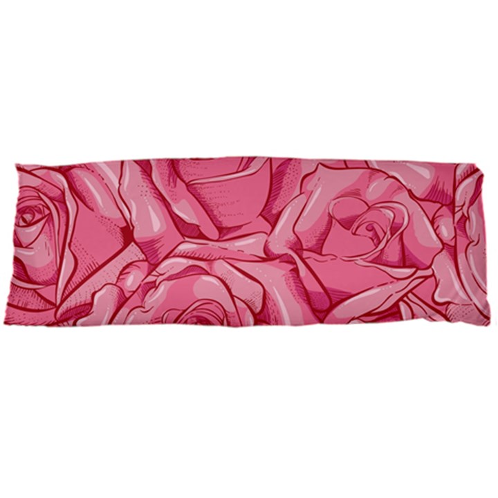 Pink Roses Pattern Floral Patterns Body Pillow Case Dakimakura (Two Sides)