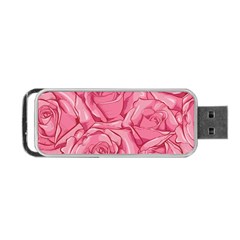 Pink Roses Pattern Floral Patterns Portable Usb Flash (one Side) by Jancukart