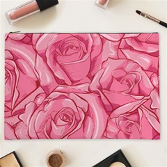 Pink Roses Pattern Floral Patterns Cosmetic Bag (xxl)