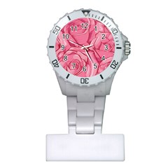 Pink Roses Pattern Floral Patterns Plastic Nurses Watch by Jancukart