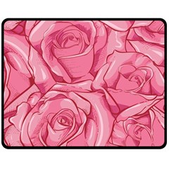 Pink Roses Pattern Floral Patterns Two Sides Fleece Blanket (medium)