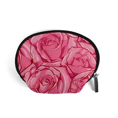 Pink Roses Pattern Floral Patterns Accessory Pouch (small)